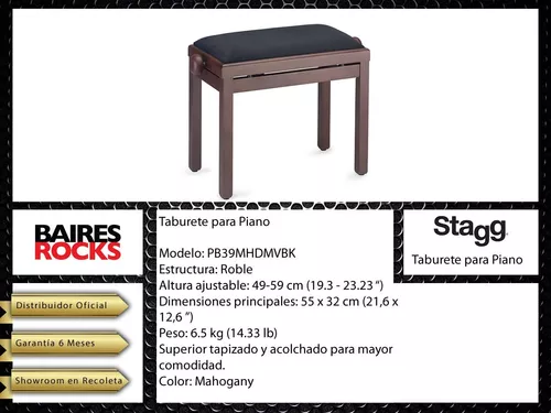 Taburete Banqueta De Piano Stagg Pb39bkmsbk Envio