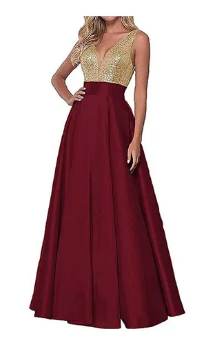 Vestido De Noche Vestido De Dama De Honor Sin Espalda Con Cu