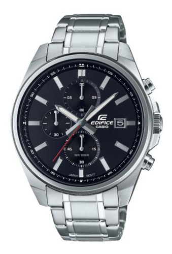 Reloj pulsera Casio EFV-610 con correa de acero inoxidable color plateado - fondo negro