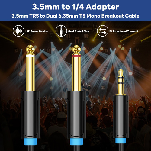 Cable De Audio Adaptador Jack De 3,5 Mm A 6,35 Para Amplifi
