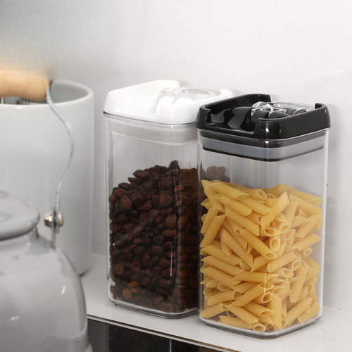 2 Potes Porta Mantimento Hermético Trava Transparente 300 Ml