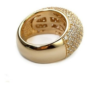 Anel Pavê Com Forro Em Ouro Amarelo 18k!! Mais Brilhantes!!