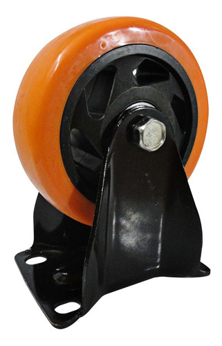 Rodachines 4'' Plano Naranja Pesado Fijo 100mm 120kg