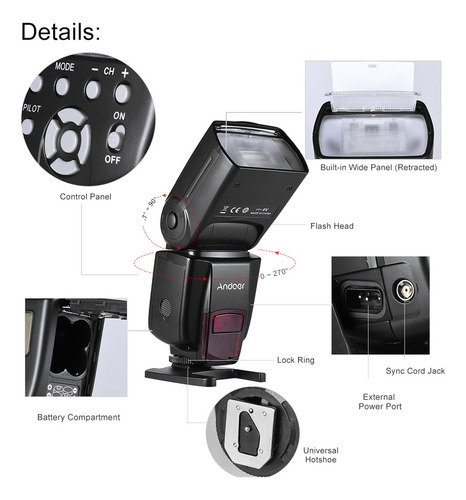 Andoer Ad560 Iv 2.4g Sem Fio Universal On-camera Escravo