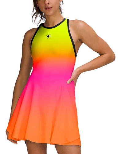 Imagem 1 de 6 de Vestido Beach Tennis C/ Shorts Degrade Amarelo Beachwear