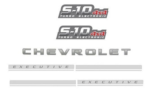 Kit Faixas Adesivos Emblema S10 Executive 2009 4x4 Turbo Pta