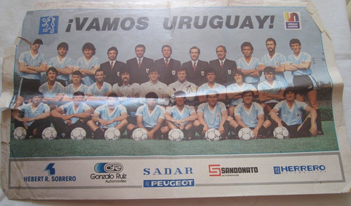 Antiguo Poster Selección De Futbol Uruguay 1990