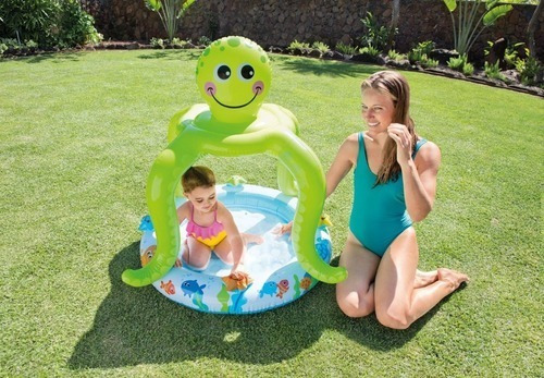 Imagen 2 de 6 de Pileta Inflable Infantil Con Techo Pulpo Intex 57115