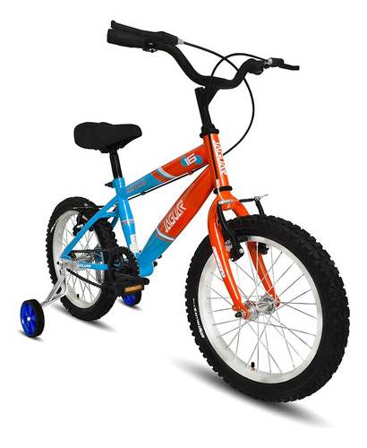 Bicicleta Peregrina Niño Con Ruedas Entrenadoras Rodada 16 Color Azul/naranja