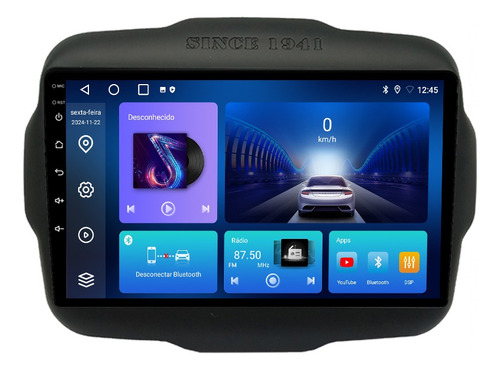 Multimidia Renegade 22/25 9p Android 14 Carplay 4gb 64gb