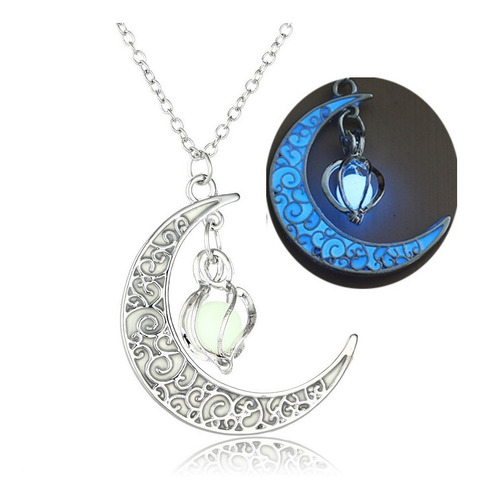 Collar Dije Luna Luminoso Brillante Oscuridad Noche C112