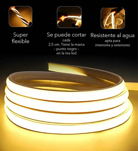 Kit Manguera Luz Neon 5 Mts + Fuente + Ficha Exterior Interior Resiste Al Agua Luminoso Flexible Levys Bazar Rosa