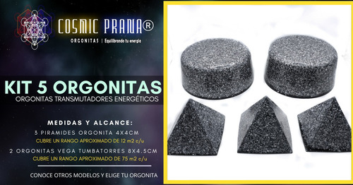Kit 2 Orgonita Tumbatorres Tb + 3 Piramide 4x4 Cosmic Prana