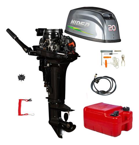 Motor de Popa Rabeta Curta Hidea HD20F 20hp 2 tempos Com Marcha Câmbio Ré Frente Neutro Hv2
