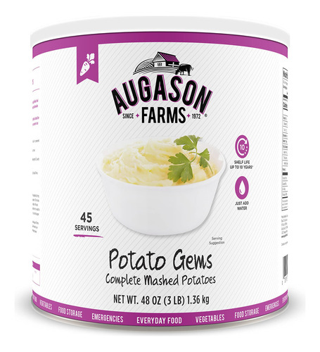 Augason Farms Patata Gems - Pur Completo De Papas De 3 Libra