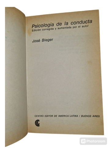Psicologia De La Conducta Jose Bleger (Usado)