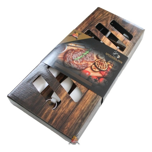 Kit Churrasco Ponte Preta (tábua De Carne + Kit Utensílios) Cor Marrom