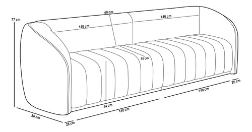 Sofá 5 Lugares Para Sala 332cm Lazio M03 Veludo Marrom