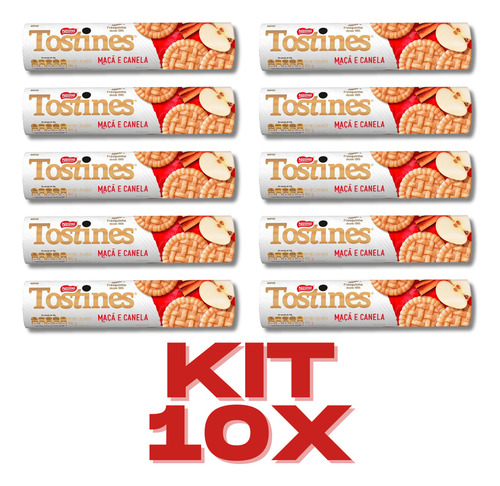 Kit 10 Biscoitos Tostines Maçã E Canela 160g