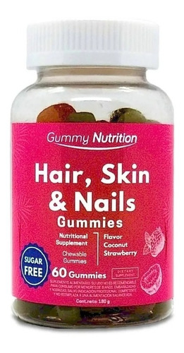 Imagen 1 de 1 de 60 Gomitas Hair, Skin & Nails, Gummy Nutrition Usa