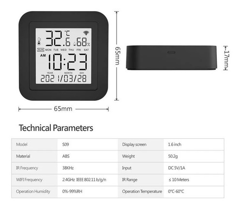 Control Remoto Universal Wifi Sensor Humedad Y Temperatura
