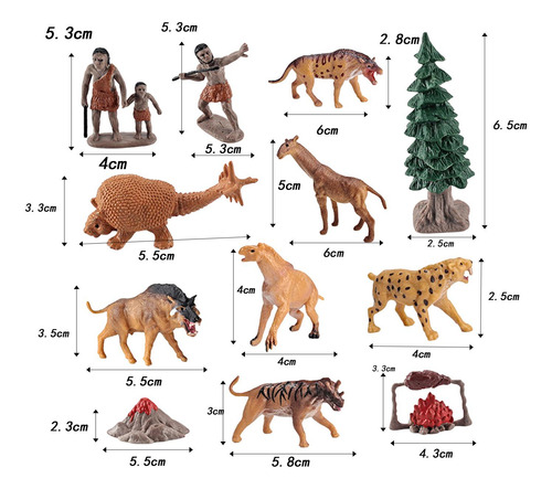 4 X 12 Uds. Mini Figuras De Animales Prehistóricos En
