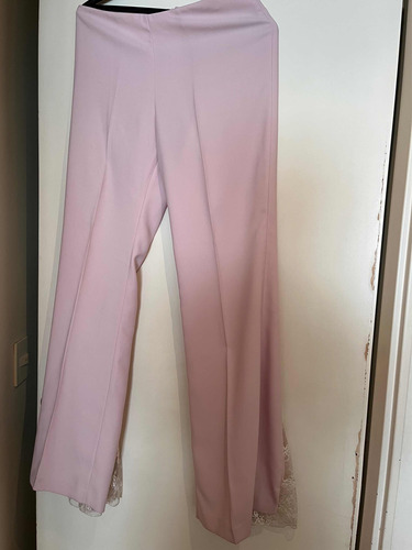 Pantalón Rosa Pastel Con Encaje Abajo En La Bota Exc Estado