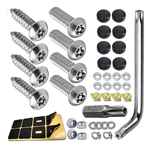 Juego De Tornillos Para Matrícula, Accesorios Plata Y Negro