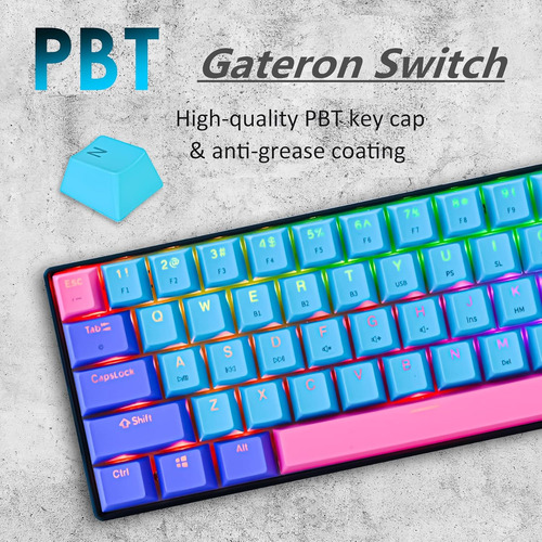 Teclado Inalámbrico Surmen 60%, Para Jugadores, Rgb, Retro..