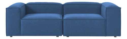 Sala Modular Loveseat Sillón Latt Moderna Lino Soft Minimali Color Azul Marino