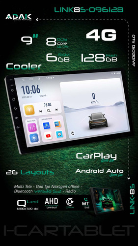 Multimidia Spin 2019/2023 Octacore 9p Android 14 6gb 128gb