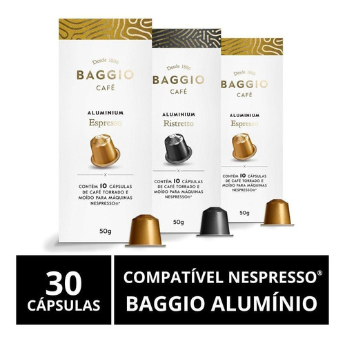 30 Cápsulas Para Nespresso, Baggio Café, Alumínio