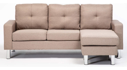 Sofa Modular En L Anastasia En Tela Lado Intercambiable Color Café