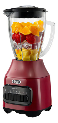 Copo de vidro Oster 6 Speed Blender de 1,5 litros, cor vermelha