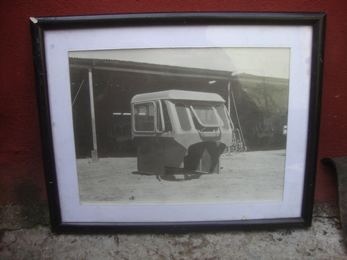 A-antigua Foto Enmarcada Cabina Tractor Maquina 29,5 X 23,4