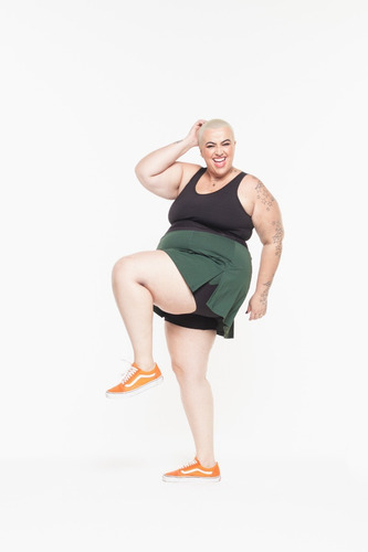 Imagem 6 de 10 de Shorts Saia Plus Size Esther Wonder Size Emana® Verde
