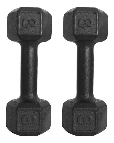 Par Halter Dumbell Sextavdo Pintado 8kg Peso De Academia Cor Preto