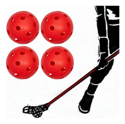 4 Unidades De Bolas De Floorball, Bolas De Unihockey, Rojo