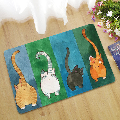 Felpudo De Bienvenida Antideslizante Con Diseño De Gato