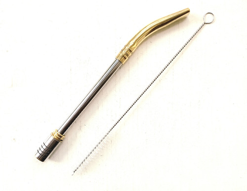 Bombilla Pico De Loro Acero Inox Tambor 20cm Plateado
