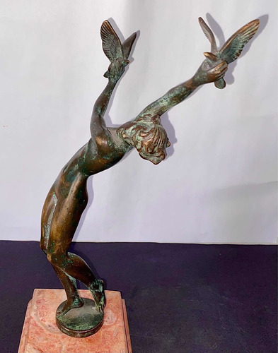 Antiga Escultura Em Bronze Do Século 19., Vintage !b8 (Usado)