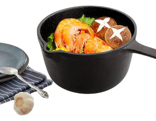 Olla De Hierro Fundido Grande Presazonada Para Asar Negra