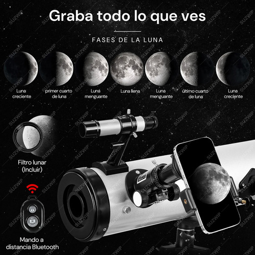 SUZWIP Telescopio Astronómico Profesional Reflector Hd 35x-525x 114/700mm