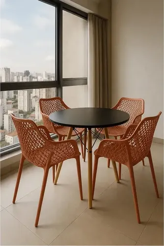 Kit 4 Cadeiras Suits Empilhável Ambiente Interno Externo Arabesco  Terracota