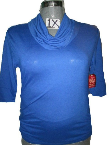 Blusa Azul Cuello Alto Talla 1x (34/36) Faded Glory