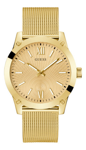 Reloj Para Hombre Guess Legacy W1049g5 Color Negro Color de la correa Dorado Color del bisel Dorado Color del fondo Dorado