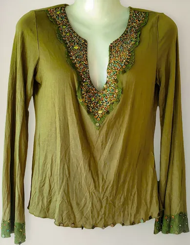 Blusa Modal Hindú Bordada Para Dama. Tm/l.