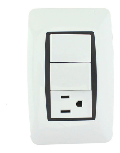 Doble Apagador Y Contacto Con Placa Sanelec Linea Verona