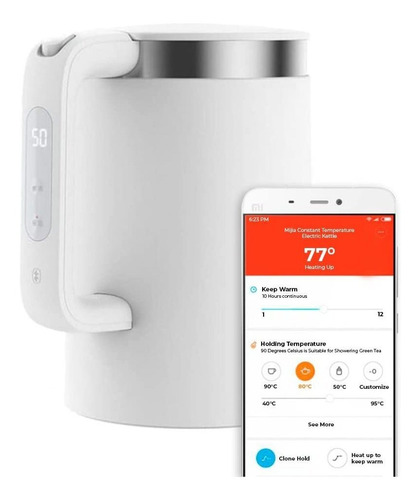 Imagen 4 de 5 de Jarra Electrica Xiaomi Mjhwsh02ym Blanca 220v 1800w 1,5l Pantalla Oled