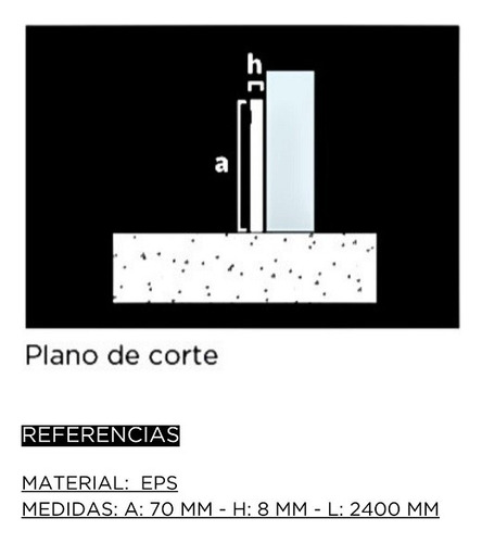 Zocalos Sustentable Eps Blanco 70x8x2400 Mm Moldumet Blanco